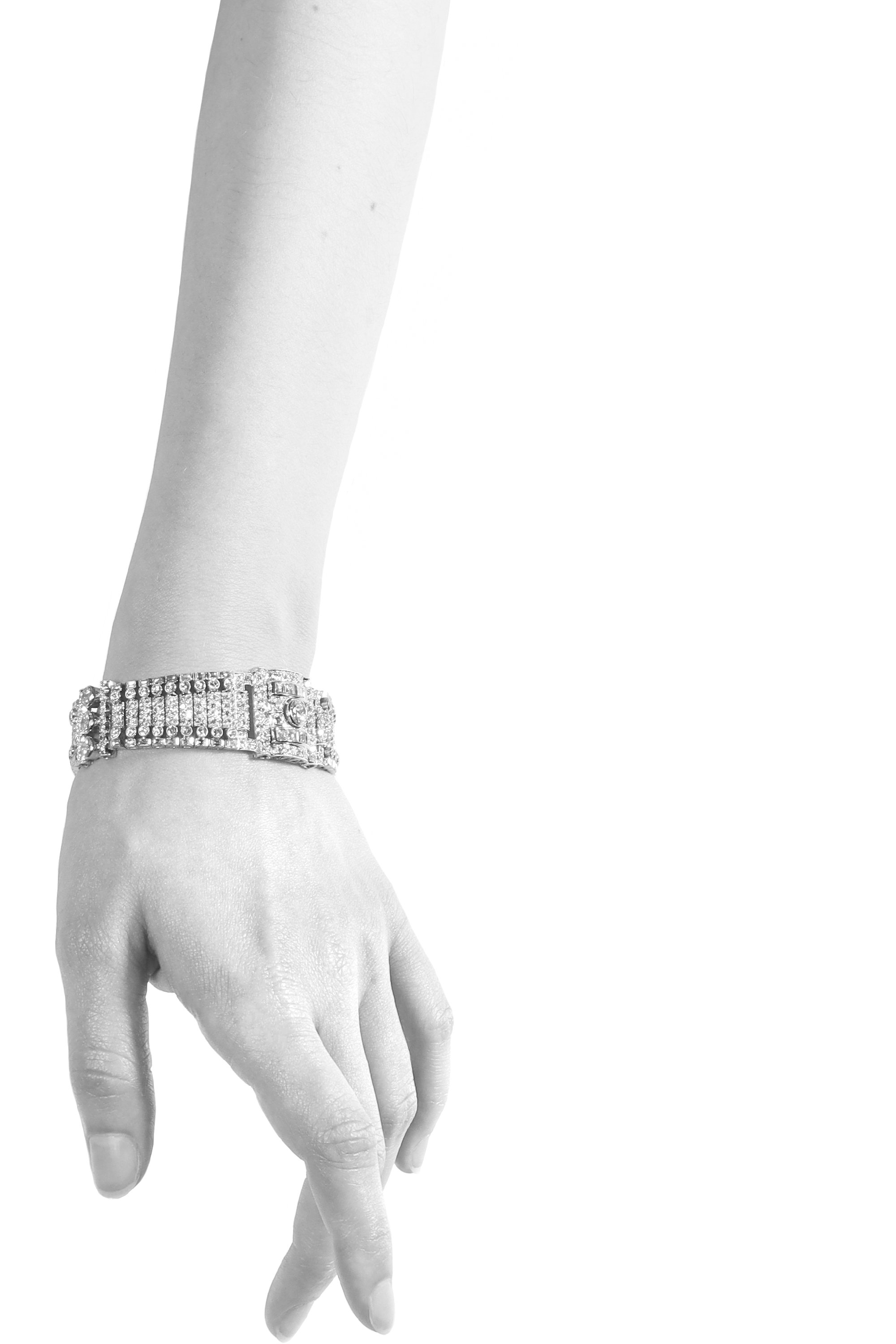 Click the picture to find out more about this Vintage Art Deco platinum diamond wrist band bracelet with over 20 crts total diamond weight